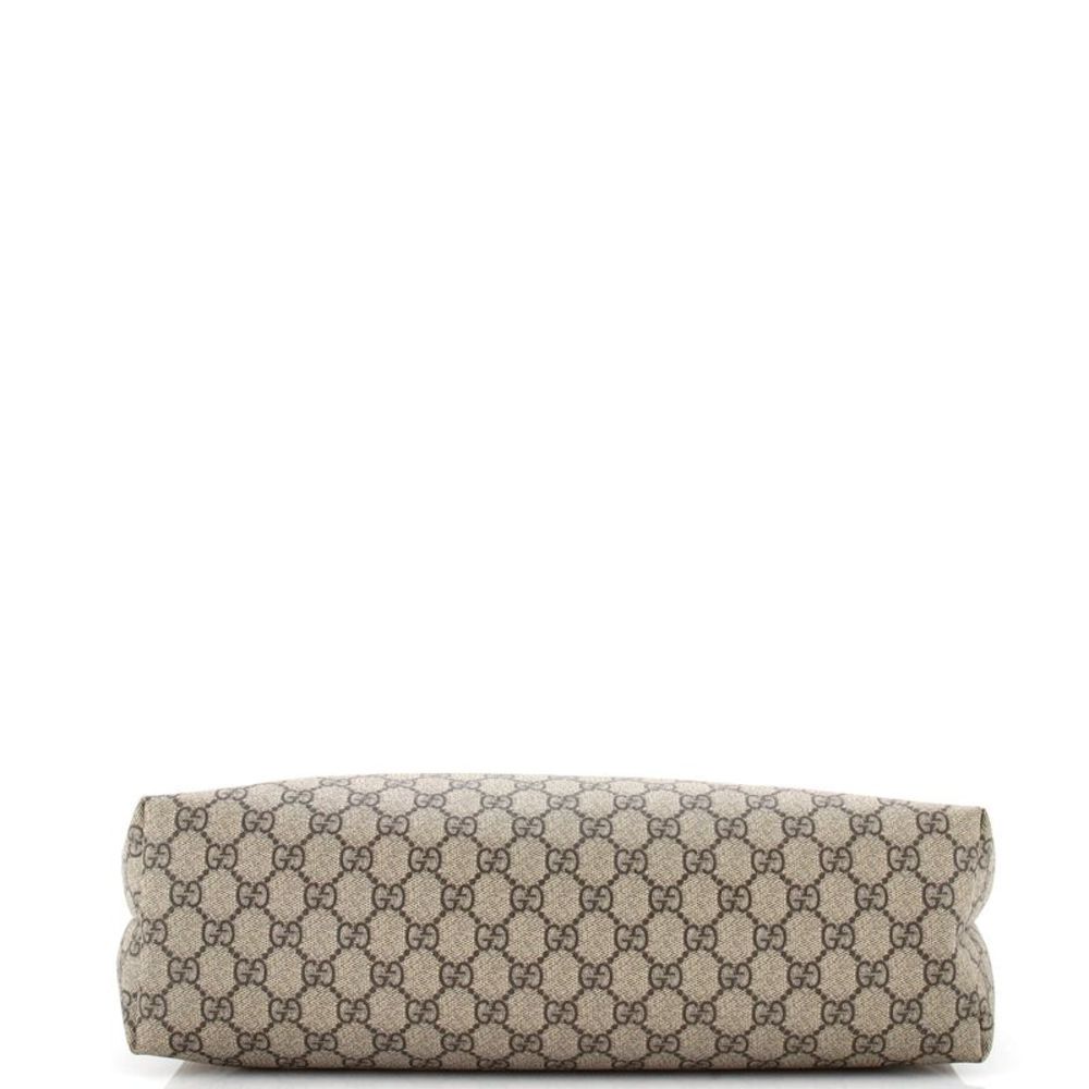Gucci Beige GG Canvas Tote with Brown Leather Trim and Green-Red Web - Picture 4 of 5